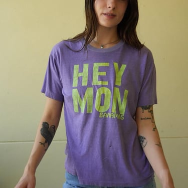 80's Tshirt / Hey Mon Bahamas Vacation Tee / Soft and Threadbare T Shirt / Vacation Tee / Beach 80's  tshirt / Unisex Gender Neutral 