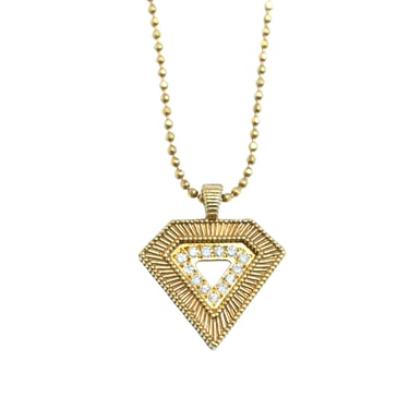 Shield Pendant - 18k Yellow Gold + Diamonds