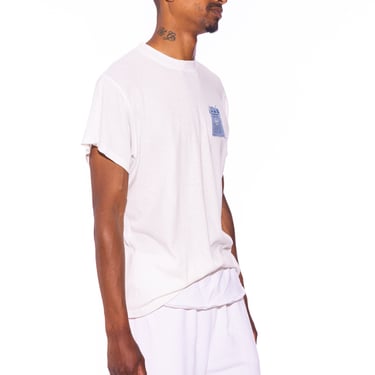 BLUE DENIM SCRAP LOOSE TEE IN WHITE (MENS)