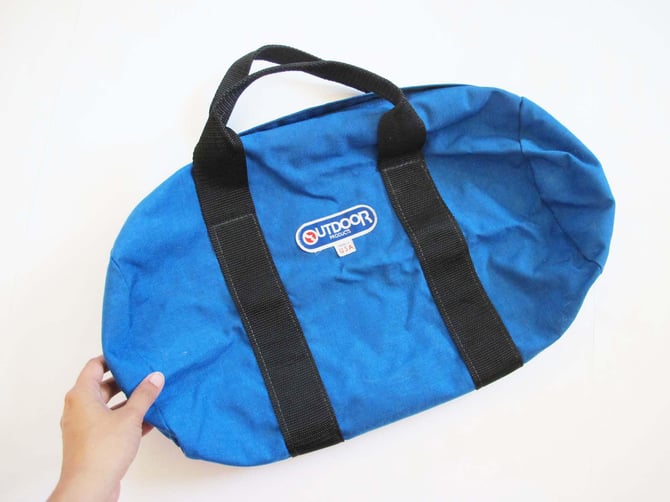 Vintage 80s Outdoor Products Gym Bag 1980s Blue Canvas Milk Teeths Long Beach CA