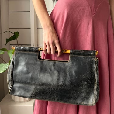 90s Bamboo Handle Clutch Bag