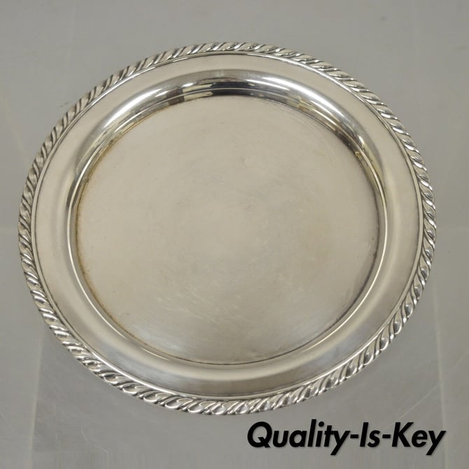 Vintage Oneida 10" Round Silver Plate Serving Tray Platter Dish