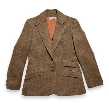 Vintage 1970s/1980s Women's EVAN PICONE Wool Tweed Jacket ~ Herringbone ~ Blazer / Sport Coat ~ 