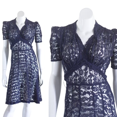 1930s blue lace dress 