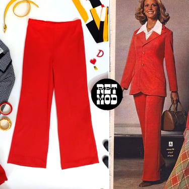 Fun Vintage 60s 70s Red Polyester Pants 