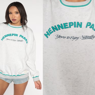 Hennepin Parks Sweatshirt 90s Minnesota Ringer Sweater Yours To Enjoy Graphic Shirt Pullover Crewneck Grey Vintage 1990s Extra Large xl 