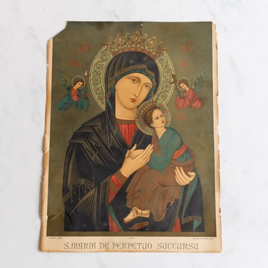 antique French icon lithograph "S. Maria de perpetuo succursu"