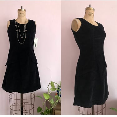 1990's Size 2/4 Black Corduroy Jumper Dress 