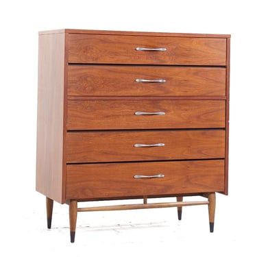 Lane Acclaim Mid Century Walnut Highboy Dresser - mcm 