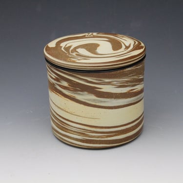 Butter Bell - White and Brown Swirled Clay with Black 