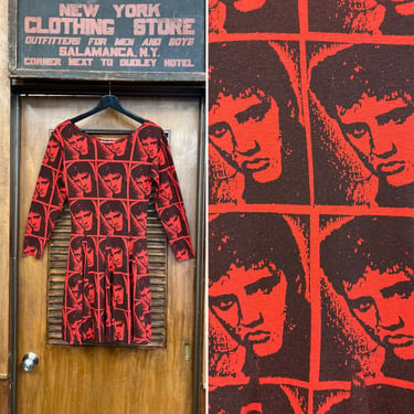 Vintage 1980’s Elvis Presley Pop Art Warhol Style New Wave Dress, Vintage 1980s Dress, Elvis Presley, Pop Art Print, Andy Warhol Style, 