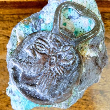 Vintage Greek Pewter Bottle Opener~Verdigris Copper Patina Greek God Warrior Figural Bottle Opener~Vintage Barware~JewelsandMetals 