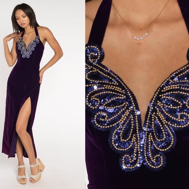 Velvet Sequin Dress 90s Purple Prom Zum Zum | Shop Exile - Tucson, AZ |  ATTIC