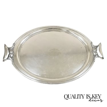 Antique Victorian Silver Plated Meriden B Co. Oval Serving Platter Tray Engraved