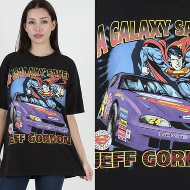The Galaxy Saved Jeff Gordon #24 All Over Print T Shirt, Superman DC Comics Chevy Monte Carlo, 2 Sided AOP Racing T Shirt Size XL 