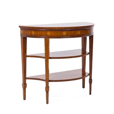 Maitland Smith Inlaid Mahogany Hepplewhite Demilune Console Table 