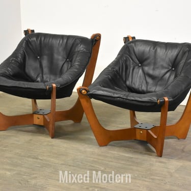 Leather Luna Chairs by Odd Knutsen- A Pair 