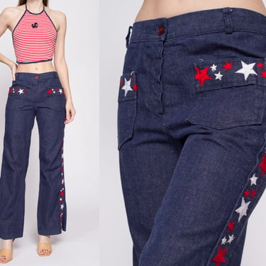 60s 70s Red White & Blue Star Sailor Jeans - 33