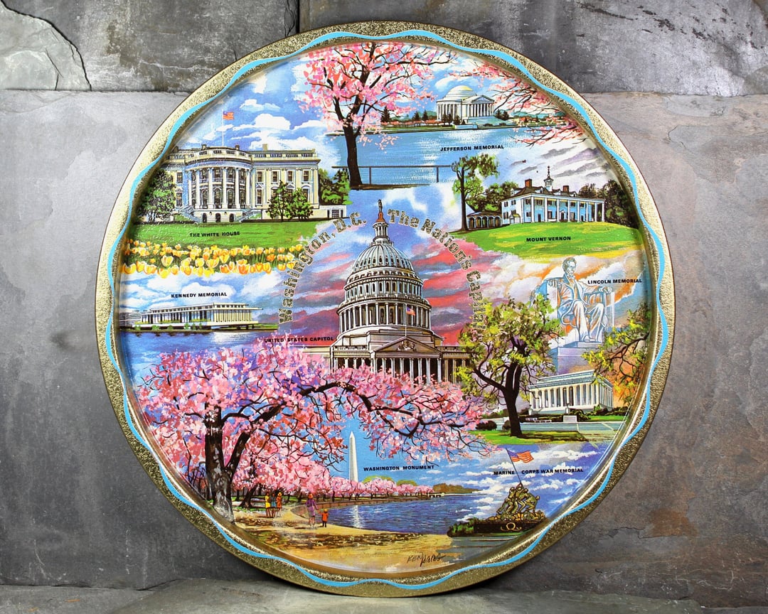 Washington D.C. Souvenir Tin Tray Vintage Souvenir Tray Bixley