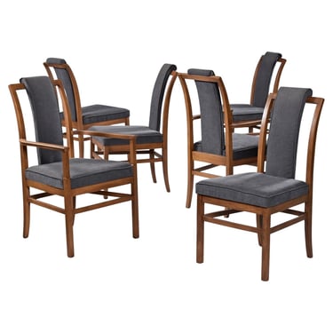 Tommi Parzinger Style Scroll Back Mid-Century Modern Dining Chairs Set of 6 