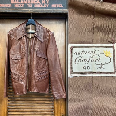 Vintage 1960’s “Natural Comfort” East West Style Hippie Leather Jacket, 60’s Leather Jacket, Vintage East West Jacket, Vintage Clothing 