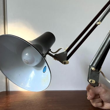 Vintage Luxo Dark Brown Architect's Desk Swing Arm Lamp | Jacob Jacobsen | Drafting Light Plug In | Industrial MCM Office | Bulb Included 