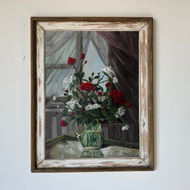 1960's F. Zaltan Still Life - Floral Oil on Canvas Painting, Framed 