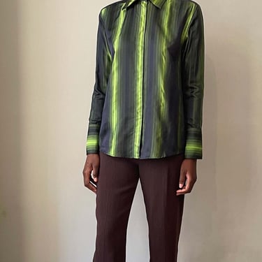 Gucci by Tom Ford green silk striped shirt 