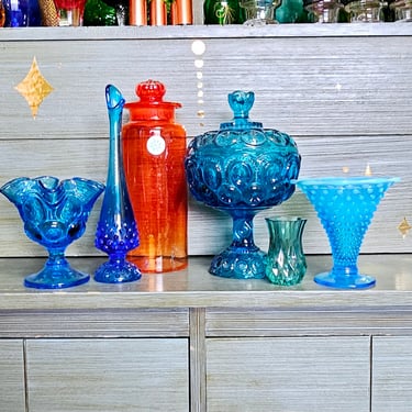 Mid Century Glass Collection Colorful Fenton LE Smith 