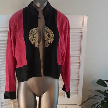 Vintage 80s/90s Christina Fairbanks Lightweight Rose Jacquard Jacket / M 