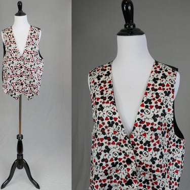 80s 90s Mickey Mouse Vest - Minnie Mouse Disney - Black White Red - Mickey & Co - Vintage 1980s 1990s - M L 