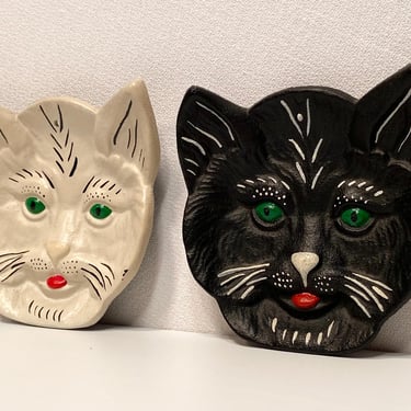 Pair of 1930's Metal Cat Trinket Trays/Wall Art 