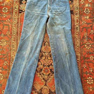 Vintage 70s Brittania High Rise Wide Leg Denim Jeans 28 Waist Medium Wash by TimeBa