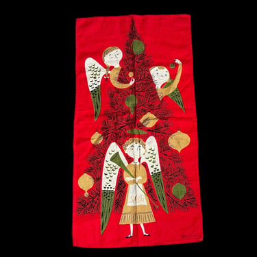 Vintage Tammis Keefe Linen Tea Towel Christmas Decor Holiday Kitchen Towel 