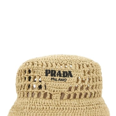 Prada Women Beige Crochet Bucket Hat