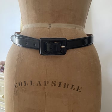 Vintage ‘80s ‘90s Brooks Brothers black leather belt, made in Italy, gorgeous quality, womens M 