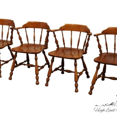 Set of 4 ETHAN ALLEN Solid Hard Rock Maple Colonial Early American Comb Back Dining Chairs 10-6001 