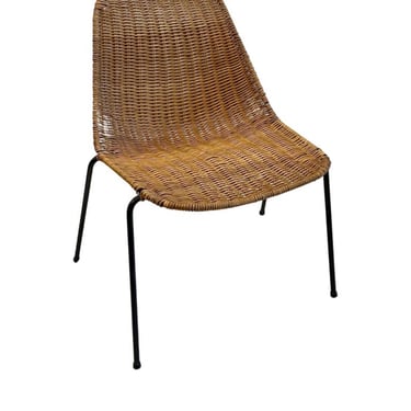 Italian Mid Century Modern Wicker and Iron Chair by Franco Campo and Graffi