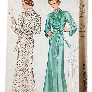 1930s Sewing Pattern: House Coat McCall Printed Pattern 9081 