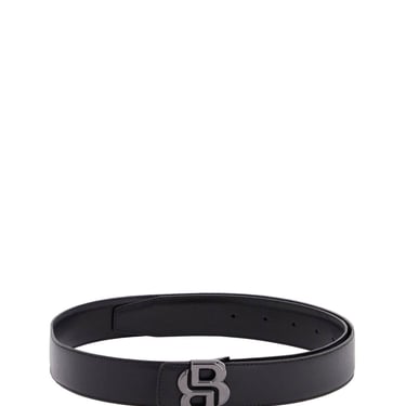 Boss Men's Black Khl Leather Belt With Metal Buckle Men