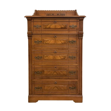 Restored 1880s Victorian Walnut Dresser with Secretary Top