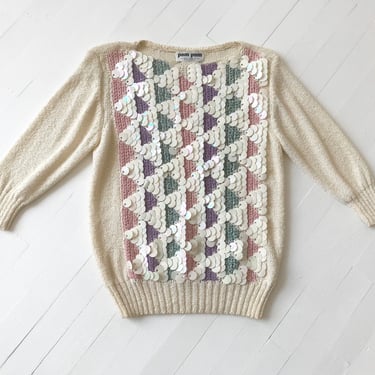1980s Pastel Knit Paillette Sweater 