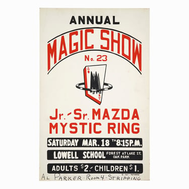1960s Serigraph Poster Annual Magic Show Screenprint Mazda Mystic Ring 