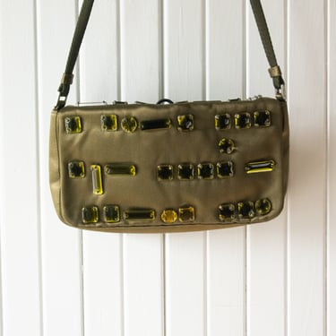 Vintage Y2K Prada Satin Bejeweled Shoulder Purse