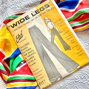 Vintage Sewing Pattern, 70s High Waist Pants, Wide Legs, Never Cut, Complete with Instructions, Else' of California 