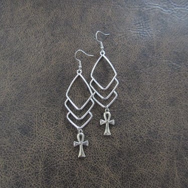 Silver Egyptian ankh earrings 