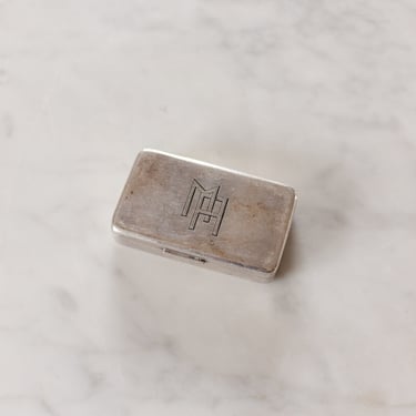 1920s French art deco engraved silver pill box