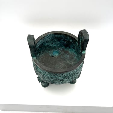 Chinese Bronze Urn Verdigris Finish