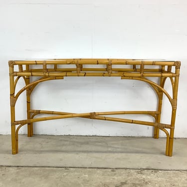 Vintage Bamboo and Glass Console Table or Hall Table 