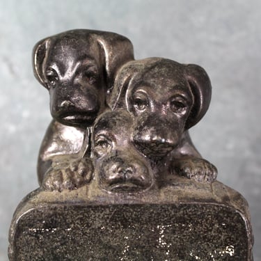 Three Puppies Metal Bookend | Curious Puppies | Dog Doorstop | Puppy Love Bookend | Gift for Dog Lover | Bixley Shop 